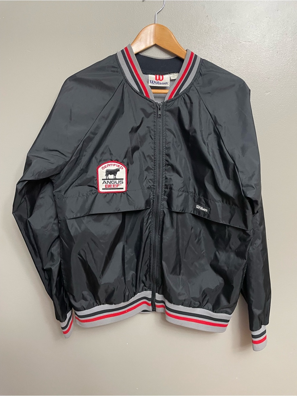 Vintage Wilson Large Red black Jacket angus beef agricultural streetwear